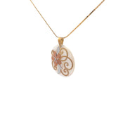 14k Tri-colored Mother of Pearl Flower Necklace